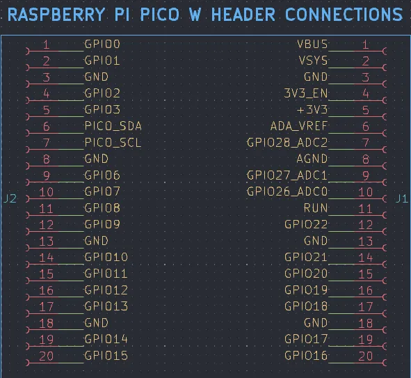 Initial Schematic Pico W Connections